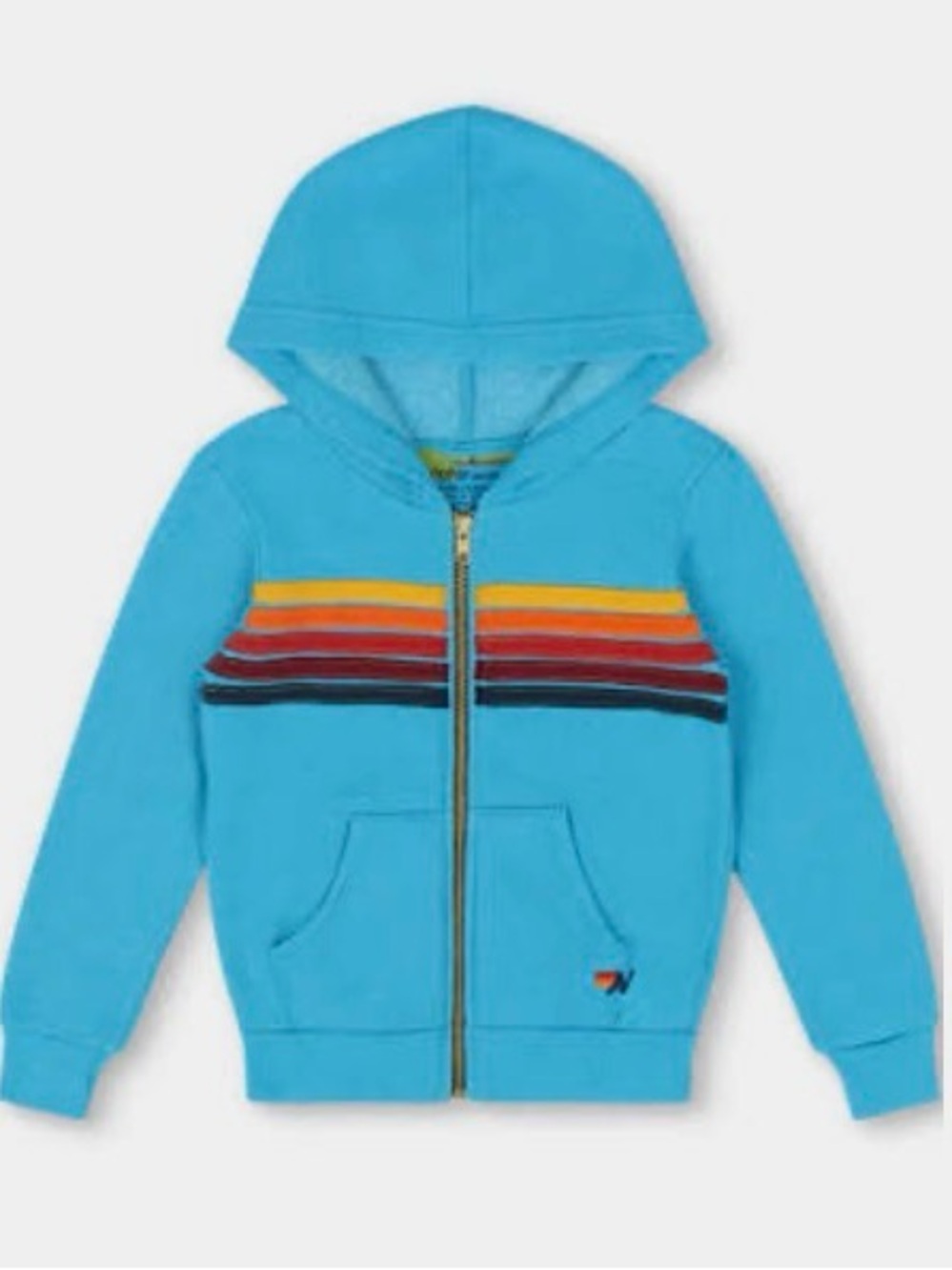 Aviator Nation Blue Zip Hoodie with Colored Stripes